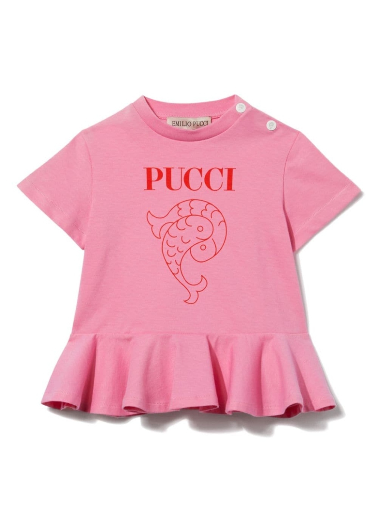 

PUCCI Junior платье с короткими рукавами и логотипом, розовый