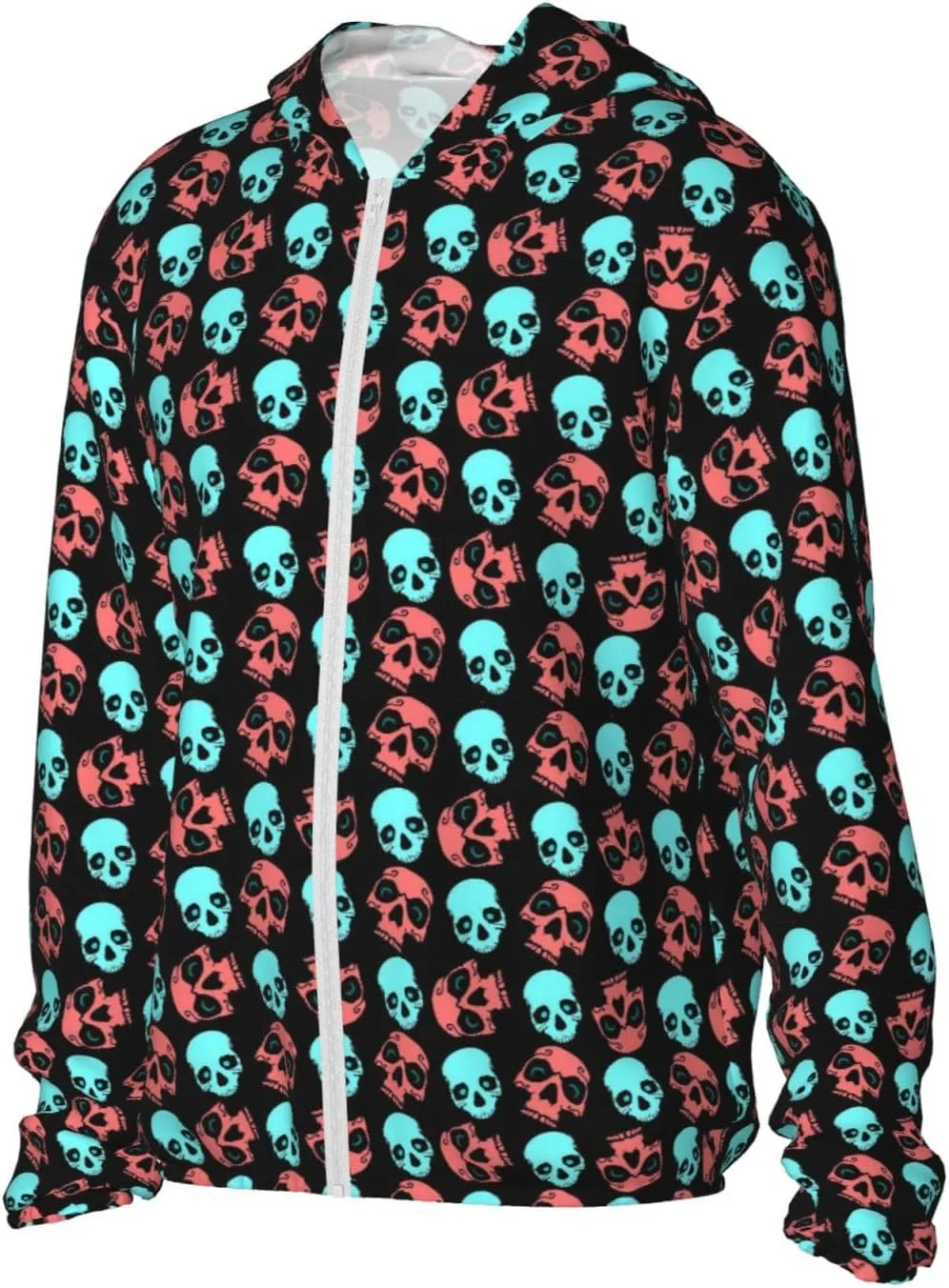 Толстовка с капюшоном Halloween Skulls, защита от солнца, легкая, с длинным рукавом — фото 3