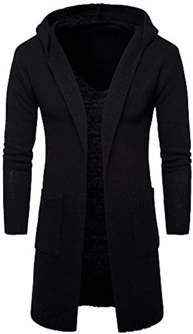 

Мужской длинный кардиган с капюшоном и открытым краем Cicilin