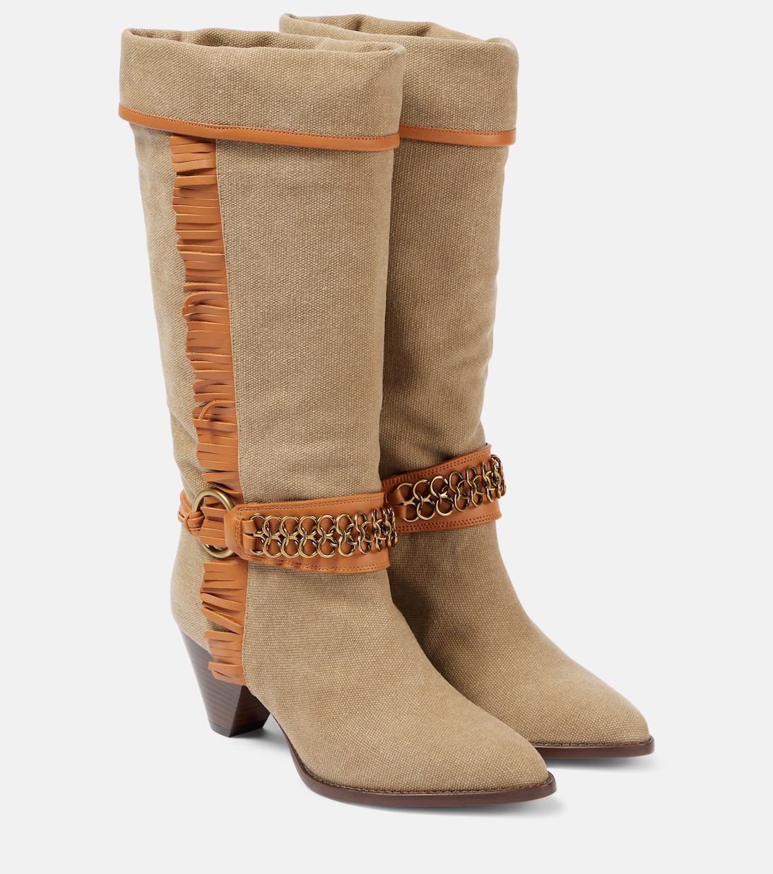 Ковбойские сапоги Levon из парусины Isabel Marant, хаки