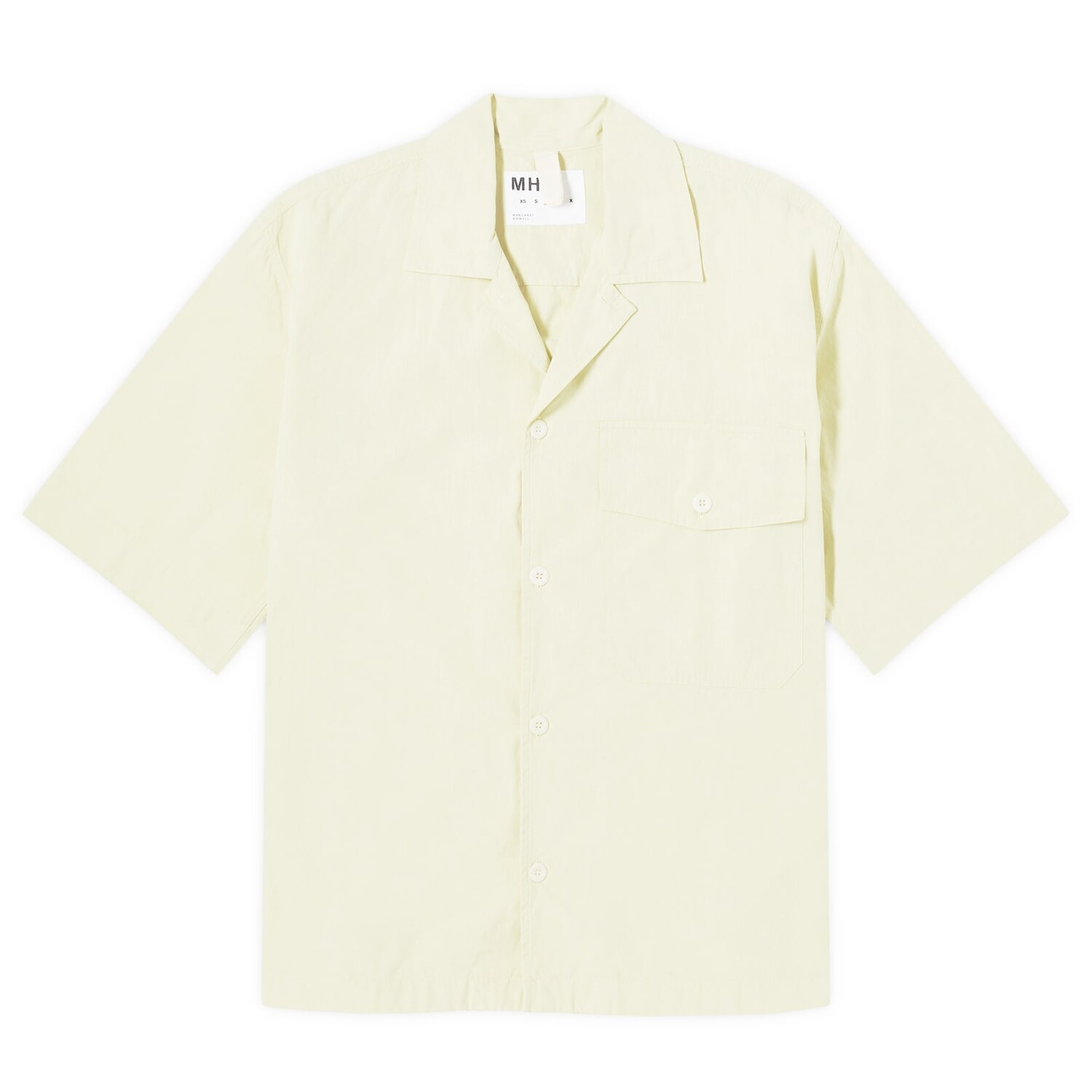 

Рубашка Mhl By Margaret Howell Short Sleeve Flat Pocket Shirt, цвет Pale Yellow