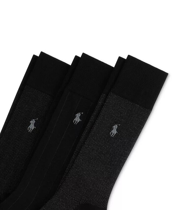 Мужские 3-комп. Классические мужские классические носки с рисунком Polo Ralph Lauren, черный — фото 2