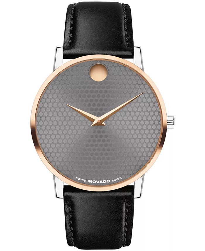 

Мужские часы Museum Classic Swiss Quartz с черным ремешком из телячьей кожи, 40 мм Movado