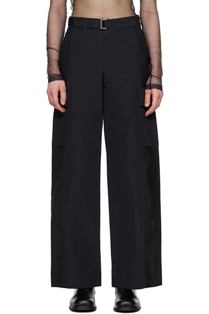 

Черные брюки-карго из ткани Grosgrain и костюмной ткани sacai