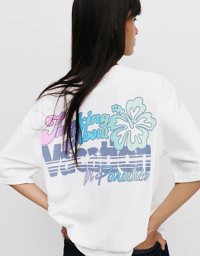 

Футболка Pull&Bear с цветком гибискуса в цвете льда