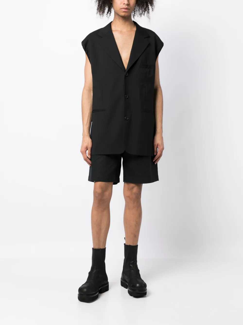 Однобортный жилет без рукавов Raf Simons, черный — фото 2
