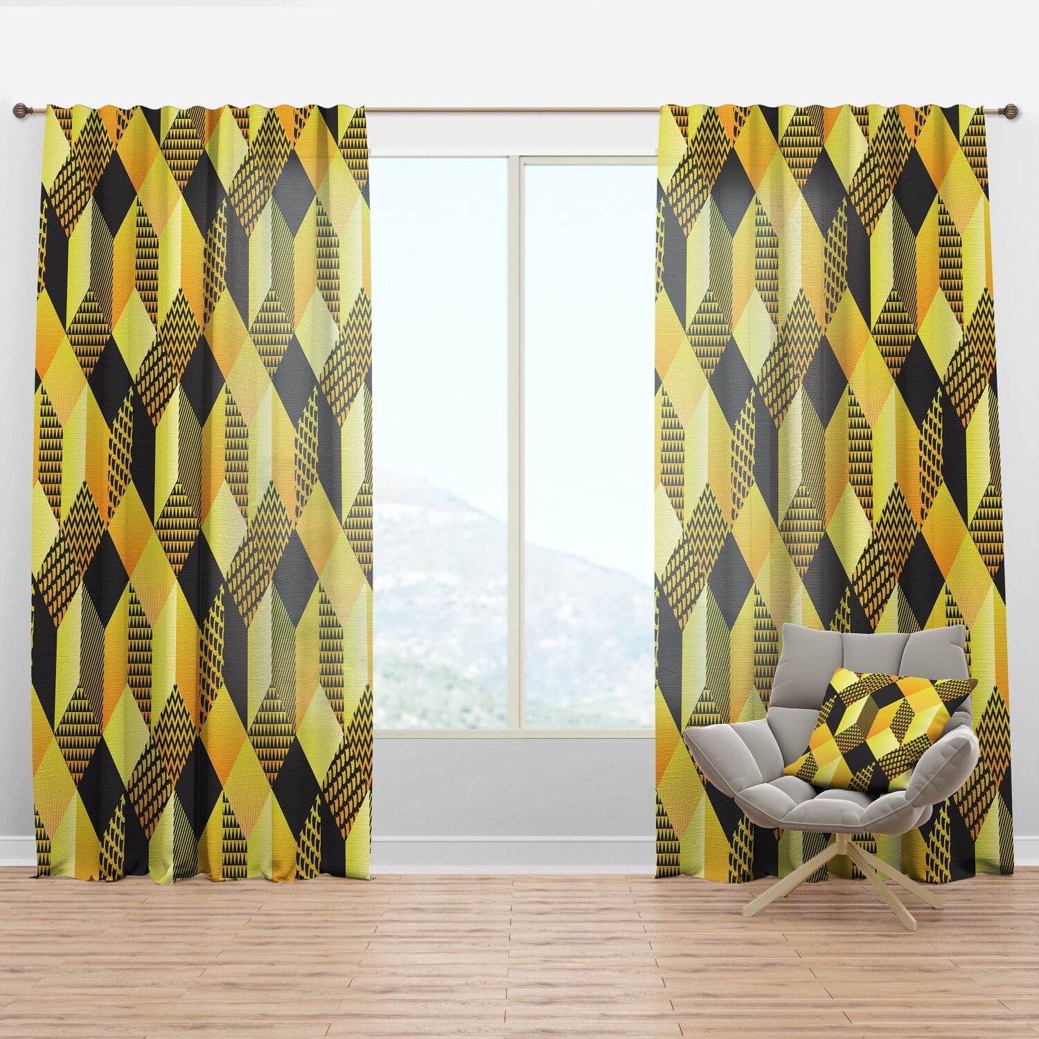 

Шторы Designart Hexagon Retro Pattern II, желтый