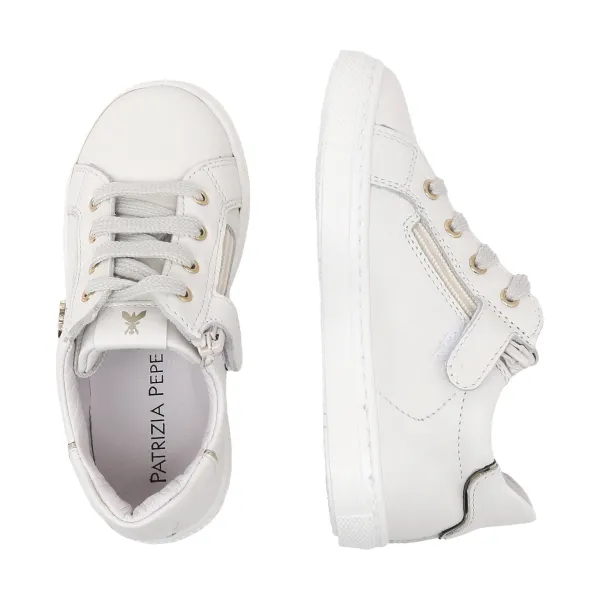 Кроссовки Offwhite/платинового цвета из телячьей кожи Patrizia Pepe, белый — фото 3