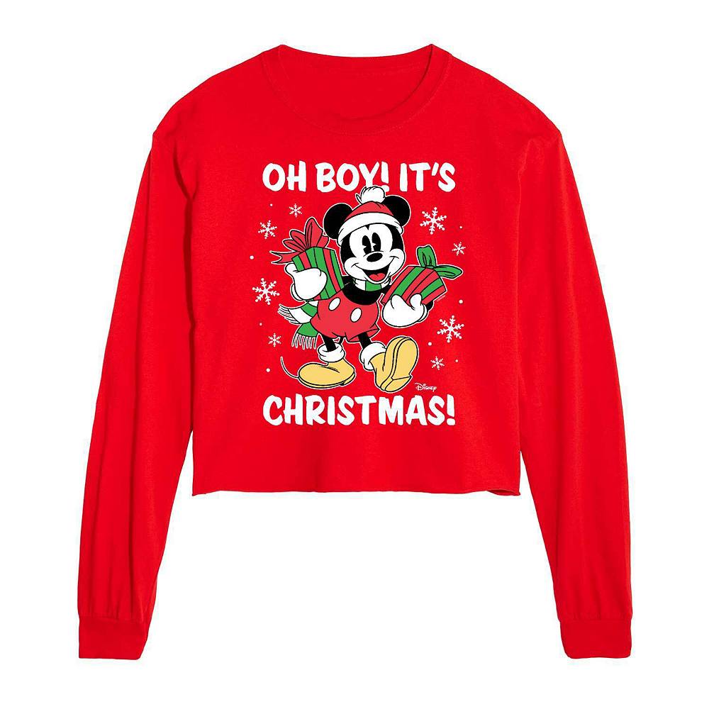 

Укороченная футболка с длинными рукавами Disney's Mickey Mouse для детей Oh Boy It's Christmas Licensed Character, красный