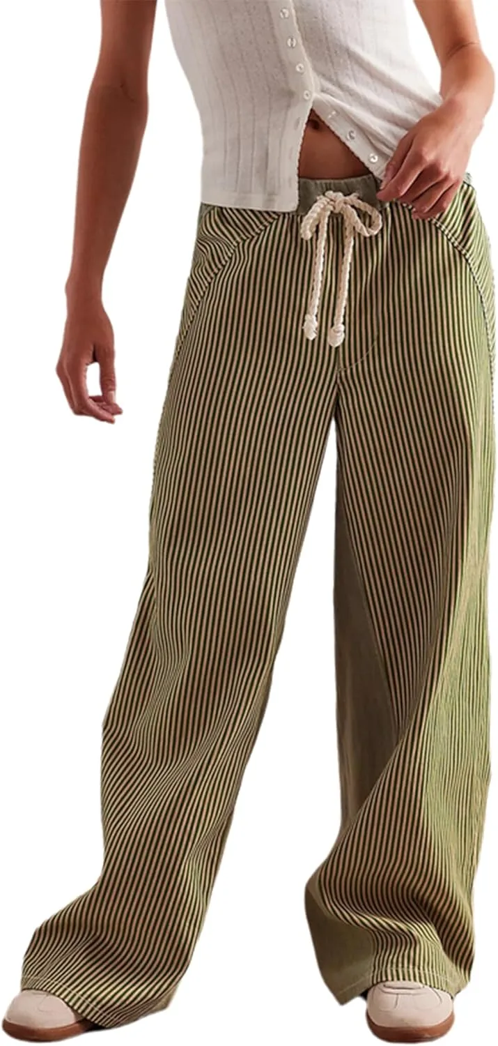 

Женские джинсы Baggy Striped Wide Leg Mid-Rise Casual cffvdiz