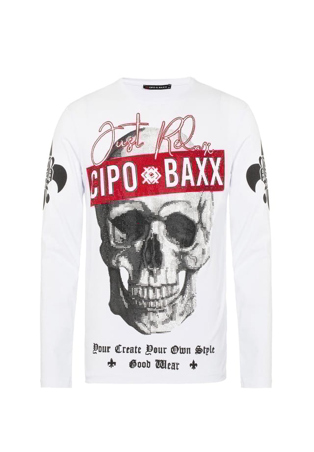 

Свитшот с изысканным дизайном из стразов Cipo & Baxx, белый