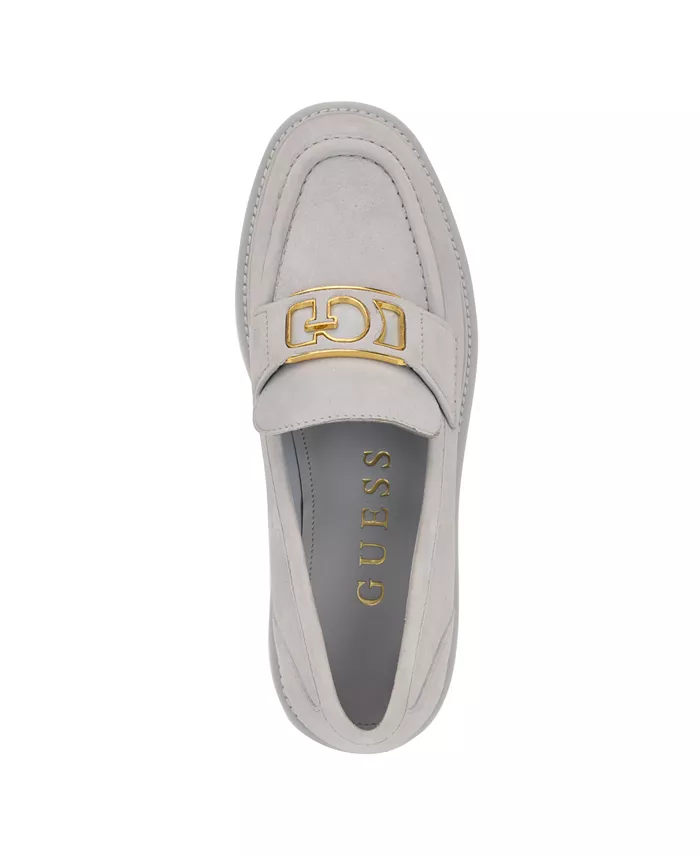 Женские лоферы Shuttle Logo Hardware с круглым носком GUESS, серый — фото 4