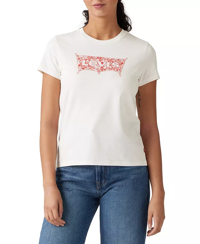 

Женская хлопковая футболка Perfect Graphic Logo Levi's, белый