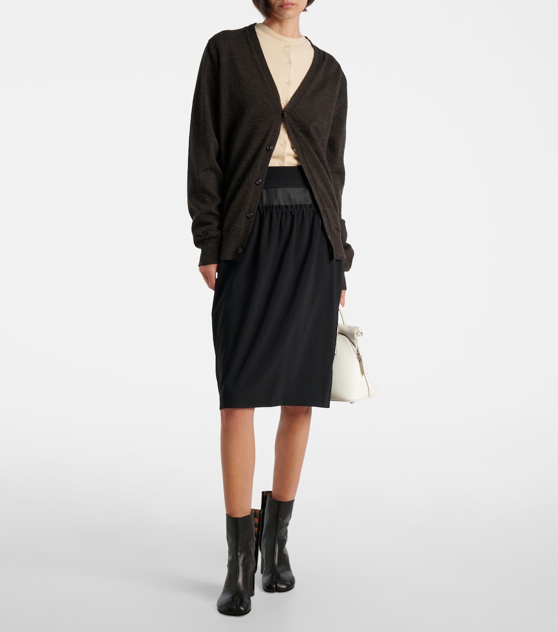 Шерстяной кардиган Four Stitches Maison Margiela, темно-коричневый — фото 2