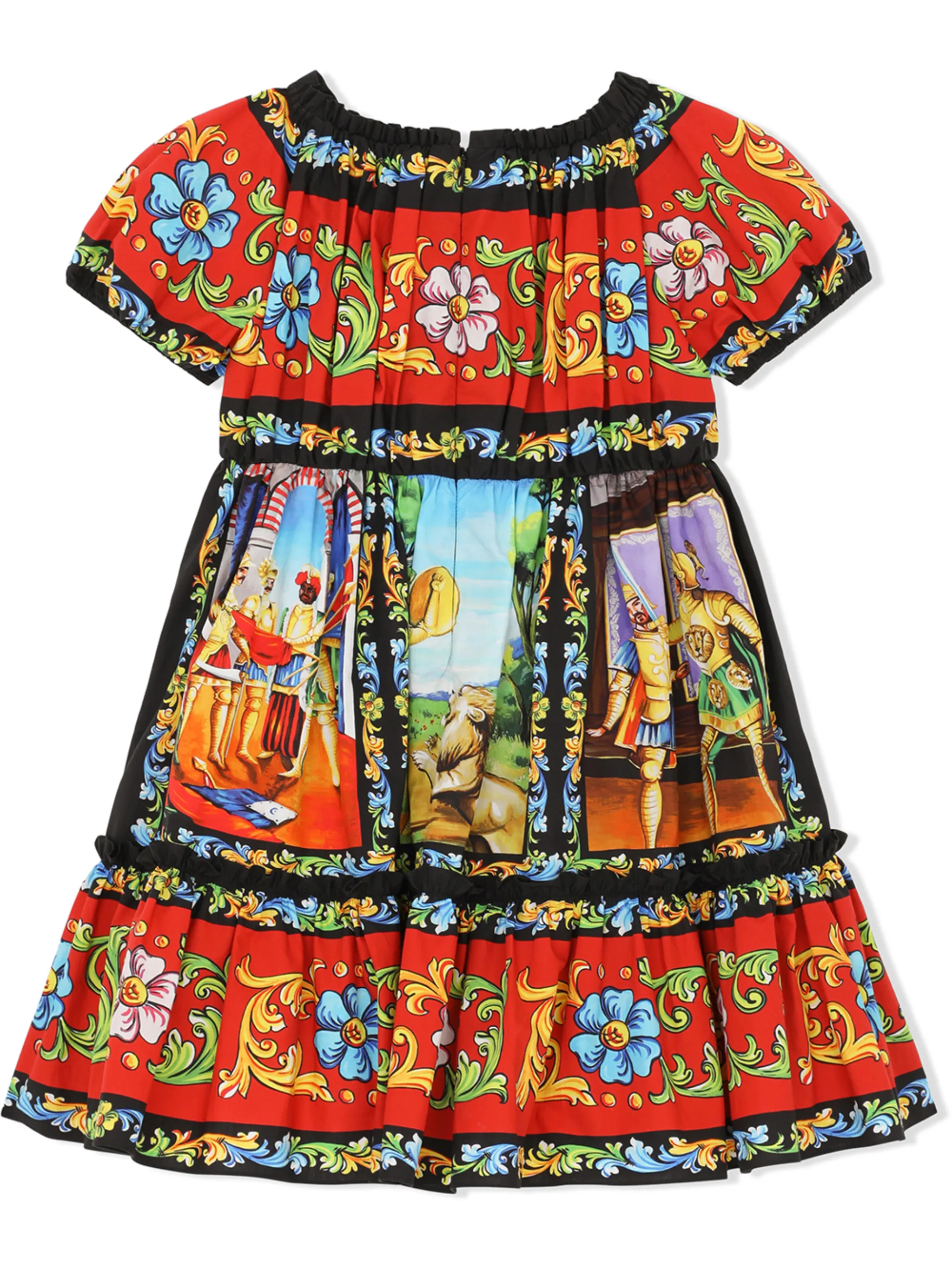 Поплиновое платье с принтом Carretto Dolce & Gabbana Kids, красный — фото 2