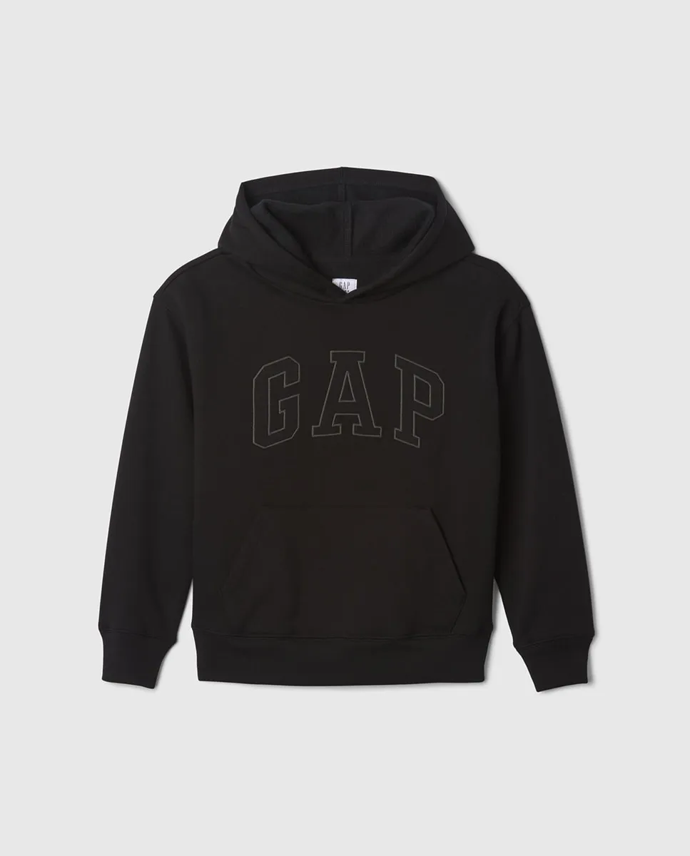 

Детская толстовка с капюшоном и фронтальным логотипом Gap, черный