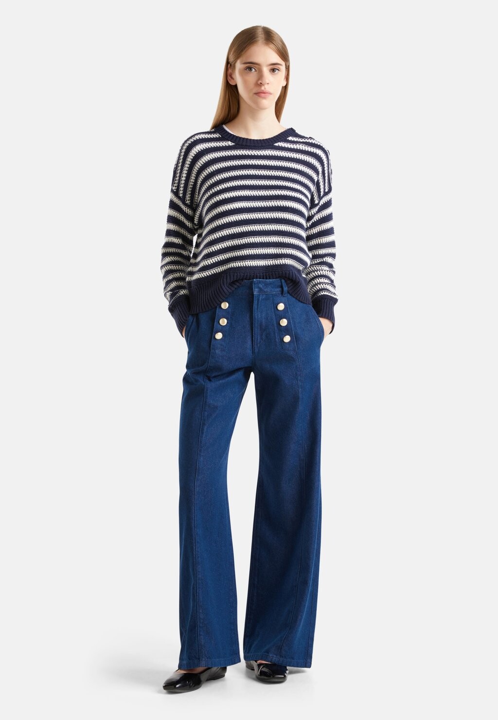 

Расклешенные джинсы BUTTON FRONT WIDE LEG United Colors of Benetton, синий
