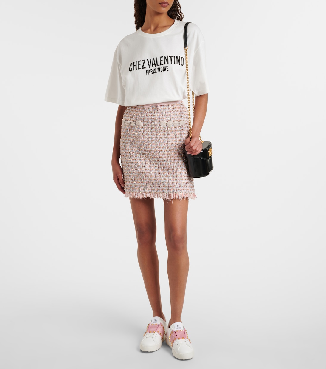 Кожаные кроссовки Rockstud Untitled Valentino Garavani, Bianco/Vintage Rose/Bianco — фото 3