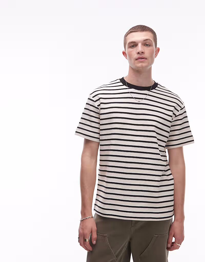 

Футболка Topman свободного кроя в полоску белого цвета