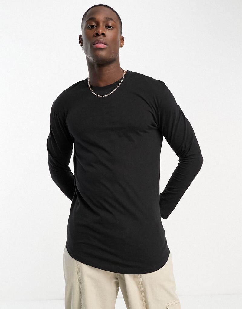 

Черная футболка с длинными рукавами и круглым вырезом Jack & Jones Essentials