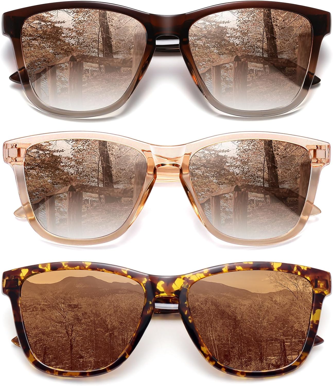 

Поляризованные солнцезащитные очки MEETSUN для женщин и мужчин, классический ретро-дизайнерский стиль, модные, защита UV400, 3 Pack Brown Gradient + Light Brown + Tortoiseshell