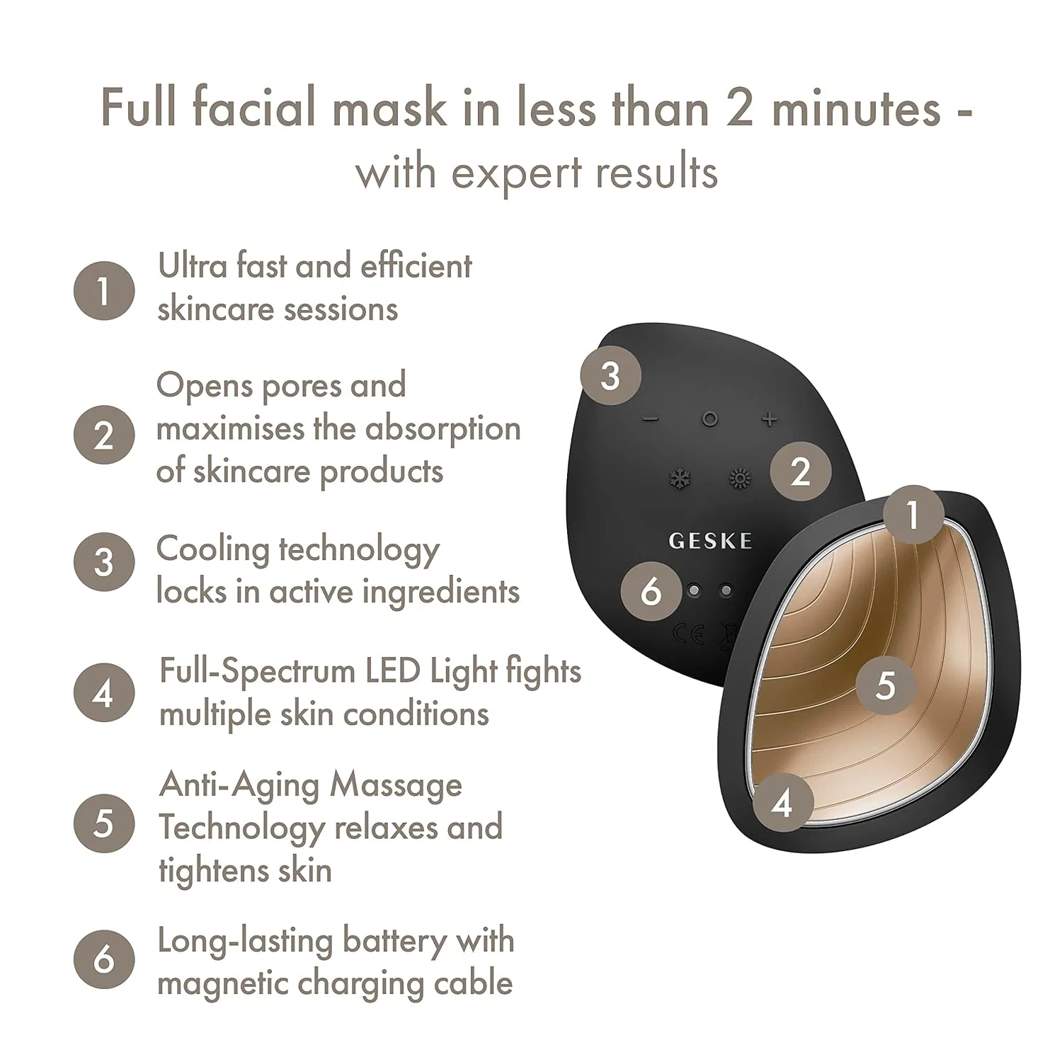 Маска для лица Geske — LED- «SmartAppGuided Sonic Warm & Cool Mask 9 in » от , Gray Cosmetic Bundle — фото 4