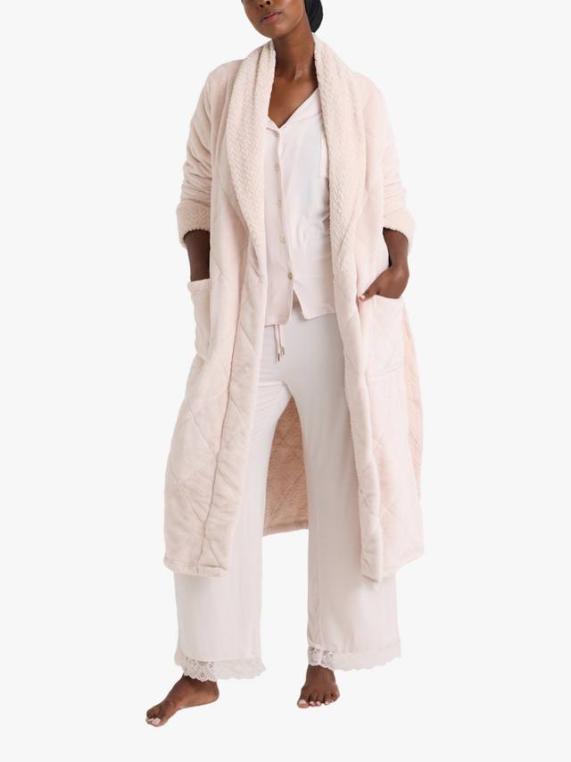 

Стеганый велюровый домашний халат Pretty You London, Powder Puff