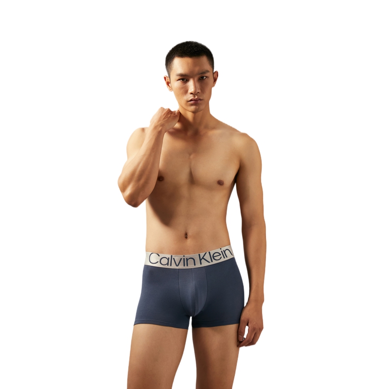 Трусы хлопковые с логотипом на поясе набор из трех цветов Calvin Klein, PZD-Moon Shadow Gray/Autumn Wave Blue/Cang Sea Blue — фото 4