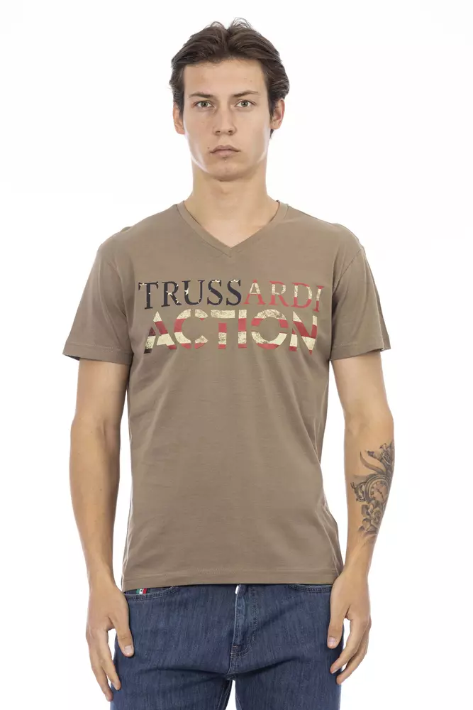 

Коричневая хлопковая мужская футболка Trussardi