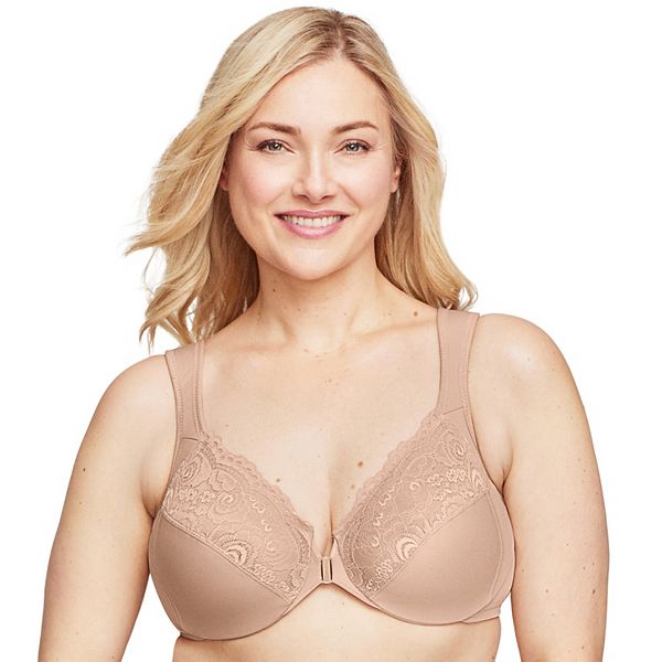 

Plus size Wonderwire бюстгальтер с передней застежкой и кружевом для осанки 1255 Glamorise, Beige
