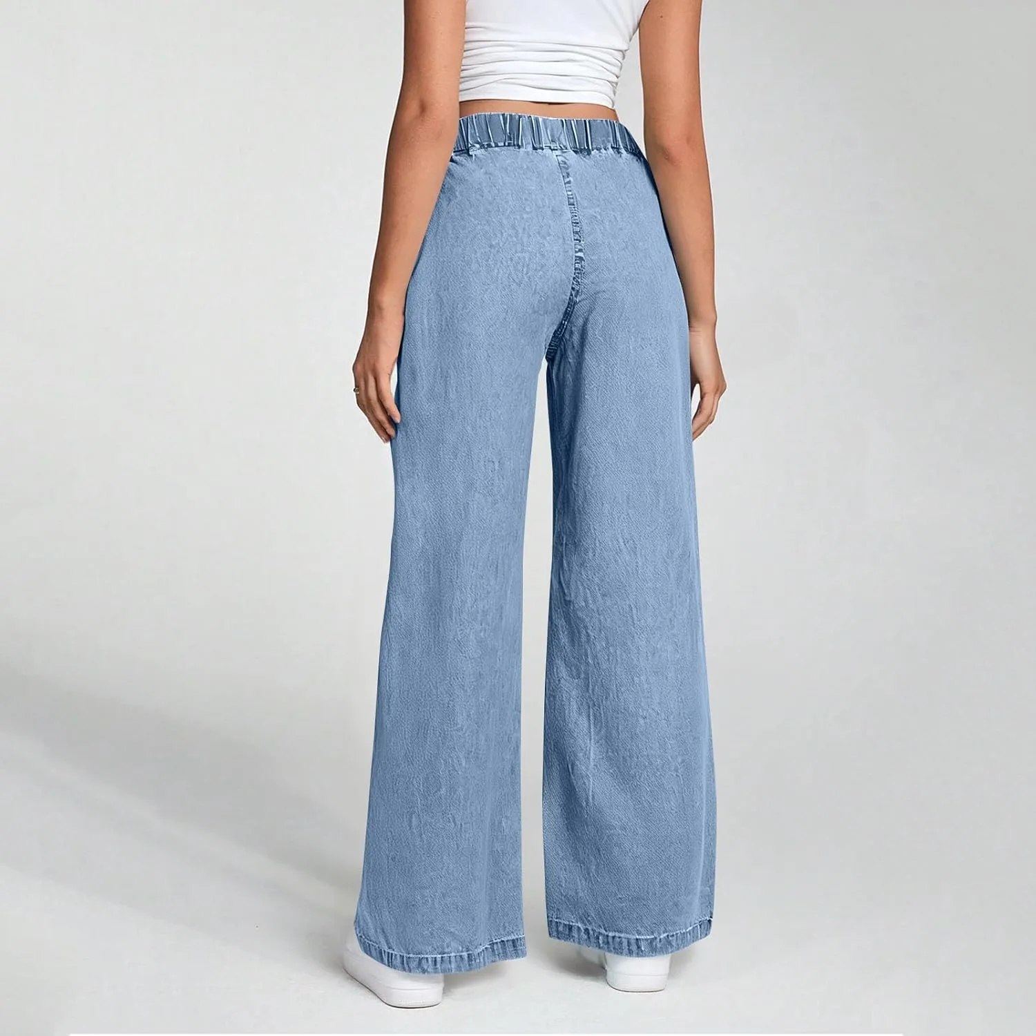Джинсы для женщин Stretchy High Waisted Boyfriend Baggy с карманами — фото 3