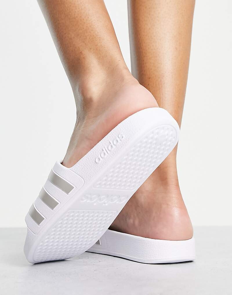 adidas Swim - adilette Aqua - белые шлепанцы — фото 3