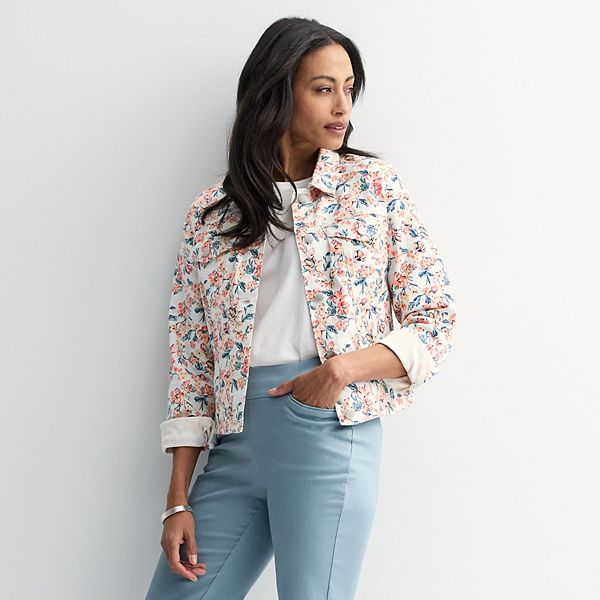 

Классическая джинсовая куртка Petite Croft & Barrow, White Classy Floral
