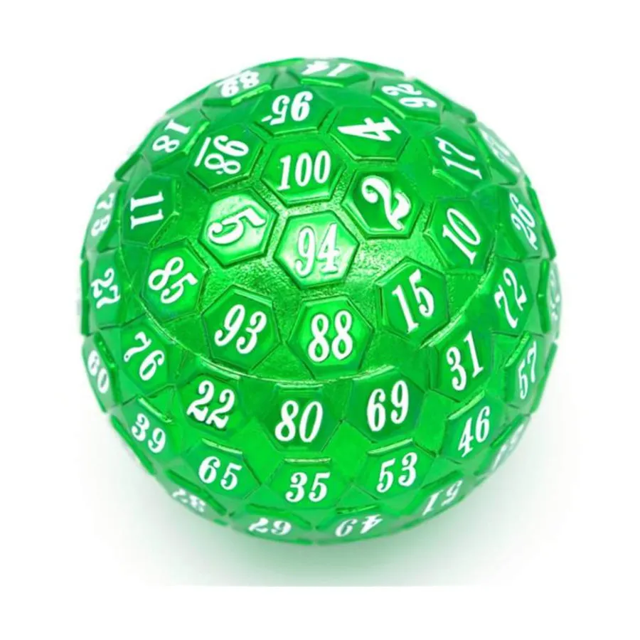 

45мм d100 - Зеленый с белым, Dice Sets - Metal - D100's (Foam Brain Games)