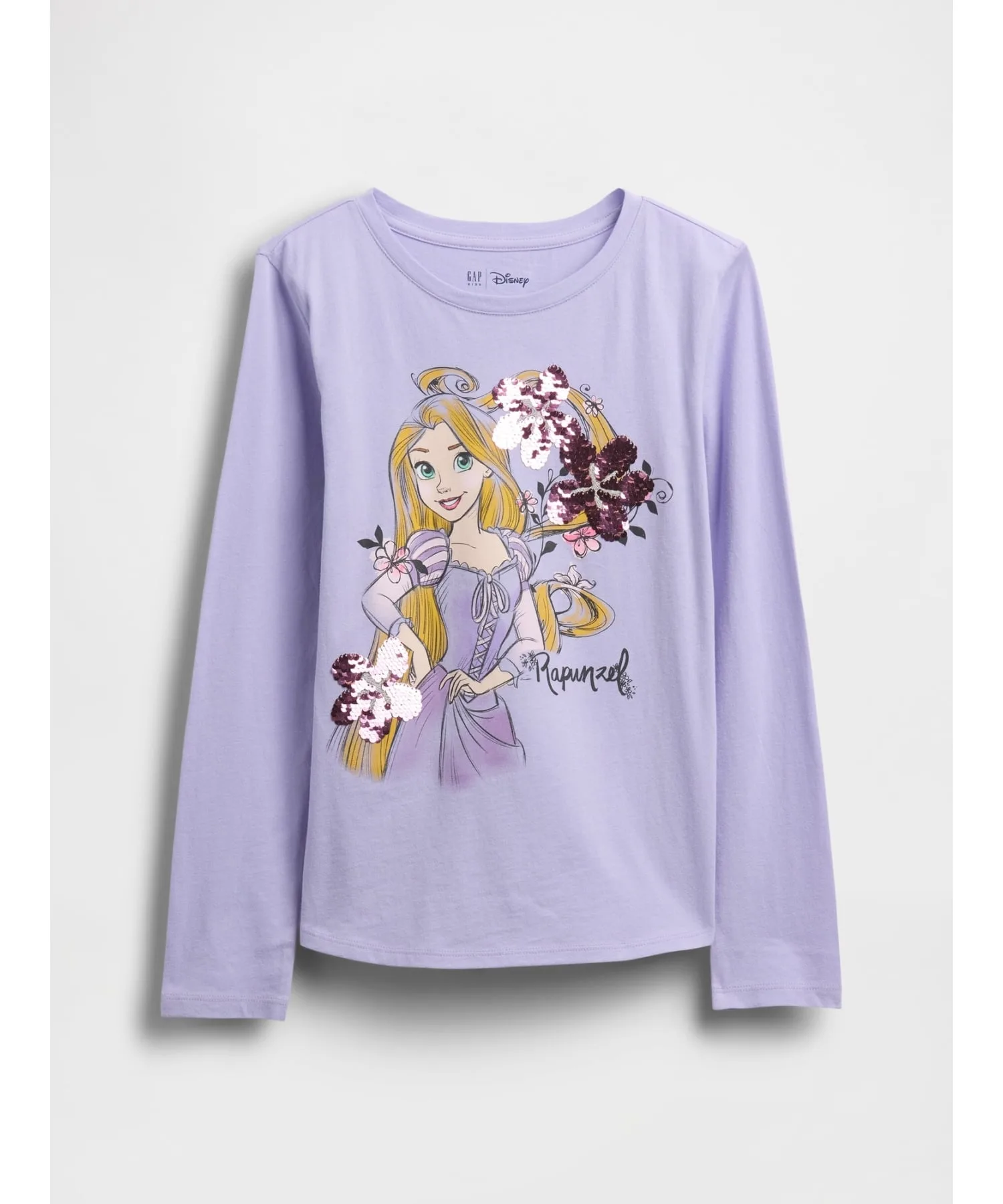 (K)GapKids x Disney Футболка свободного кроя с откидными блестками GAP, ORCHID_207 — фото 3