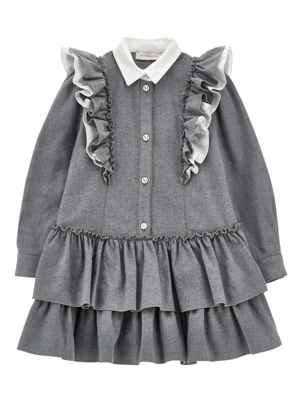 

Ярусное платье с оборками Monnalisa, серый