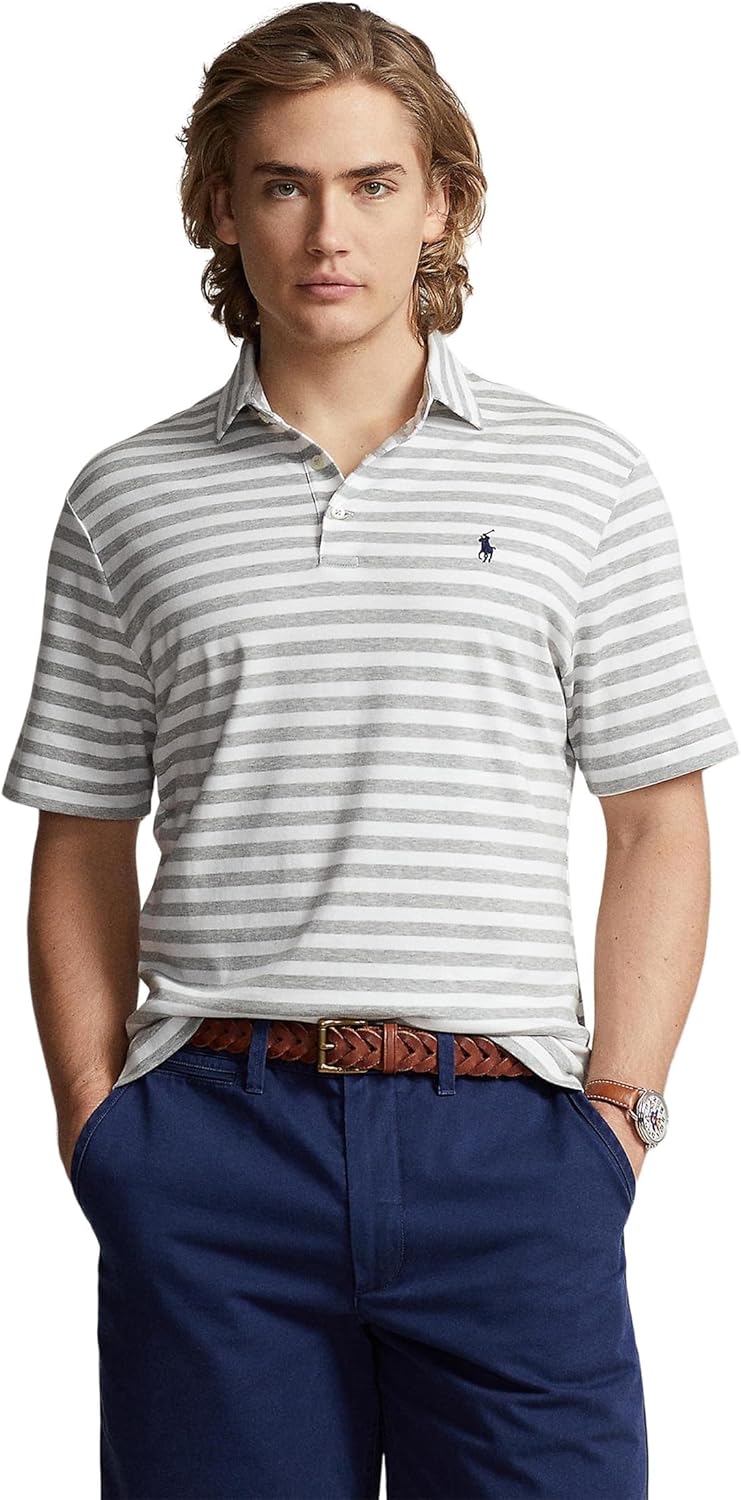 

POLO RALPH LAUREN Мужская классическая поло из мягкого хлопка, Grey, Серый, POLO RALPH LAUREN Мужская классическая поло из мягкого хлопка, Grey