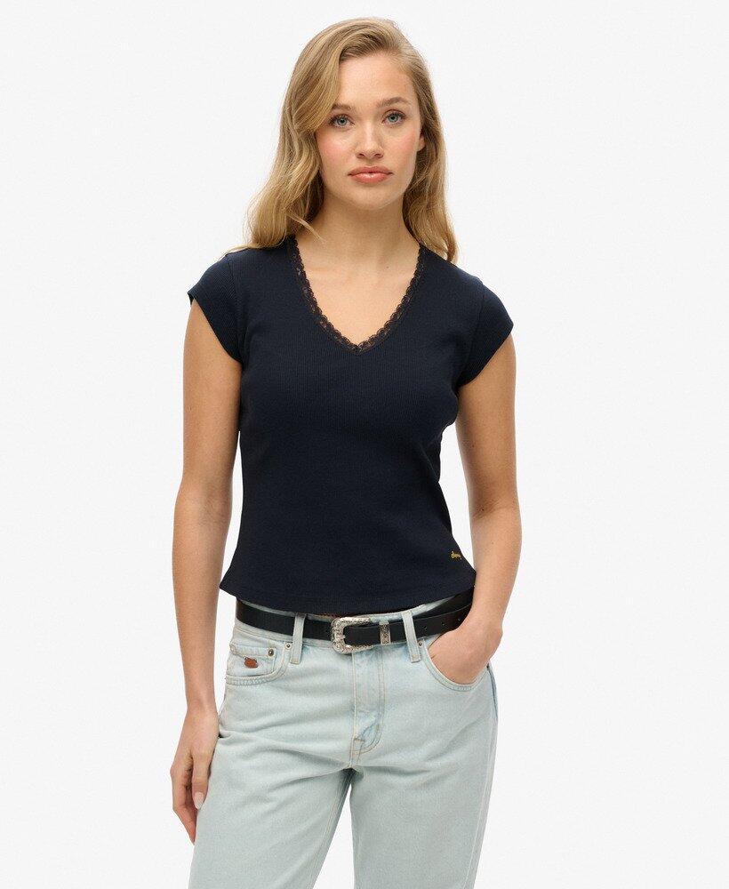 

SUPERDRY Футболка Essential с кружевной отделкой V