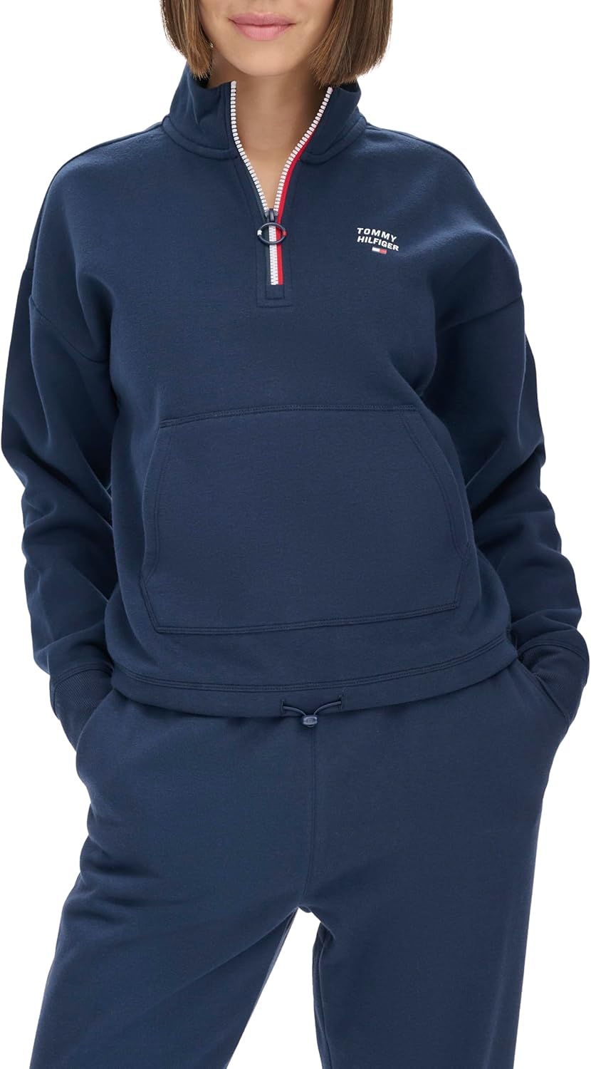 Женская флисовая толстовка Tommy Hilfiger с застежкой-молнией Quarter Zip, Navy — фото 2