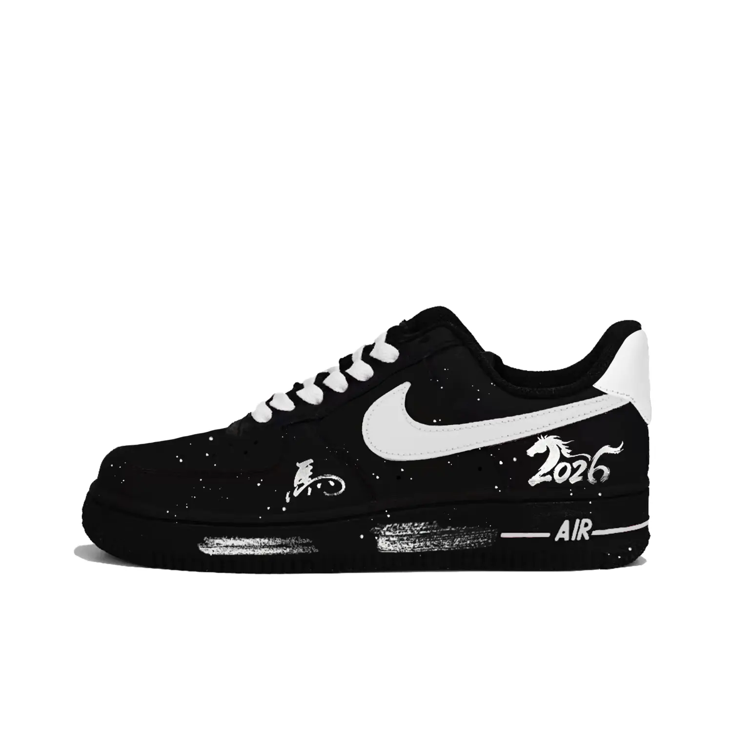 

Nike Air Force 1 New Journey On Horseback Abrasion Resistant Low top Skateboard Shoes Unisex Black White