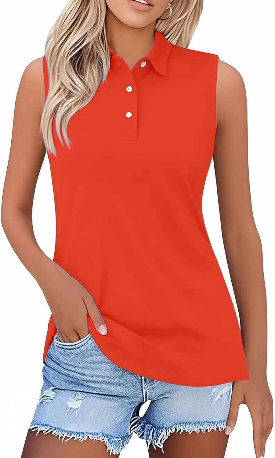 Женская безрукавка-поло Slim Fit, Orange