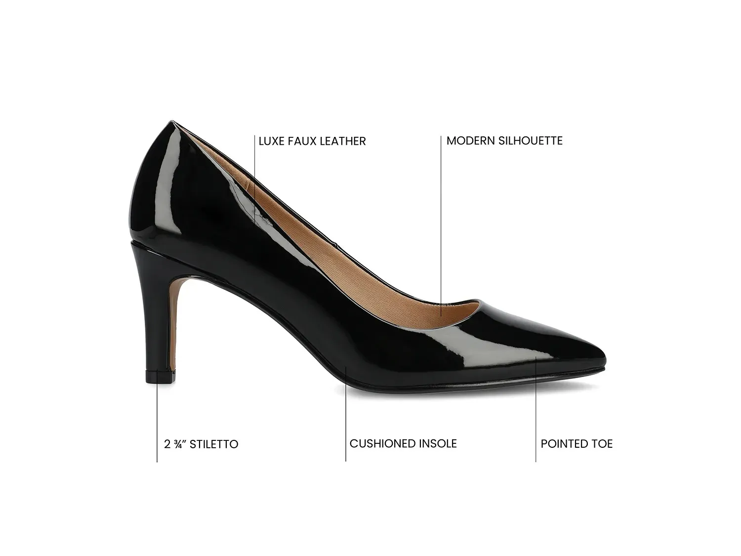Туфли-лодочки Scylee Pump из коллекции Journee, черные лакированные — фото 3