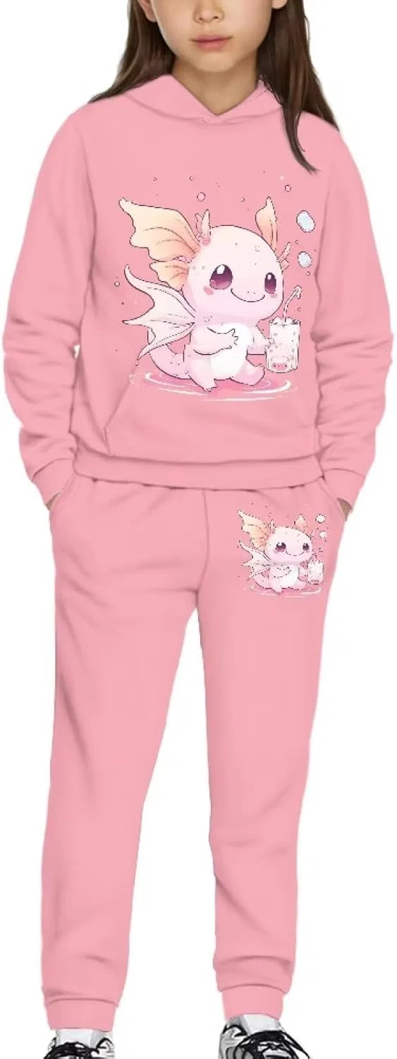 Детский спортивный костюм с капюшоном и карманами Uppodwarkid, Cute Axolotl