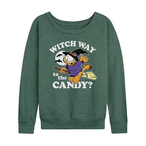 

Женская футболка с длинным рукавом Garfield Witch Way to the Candy French Terry Licensed Character, Heather Juniper