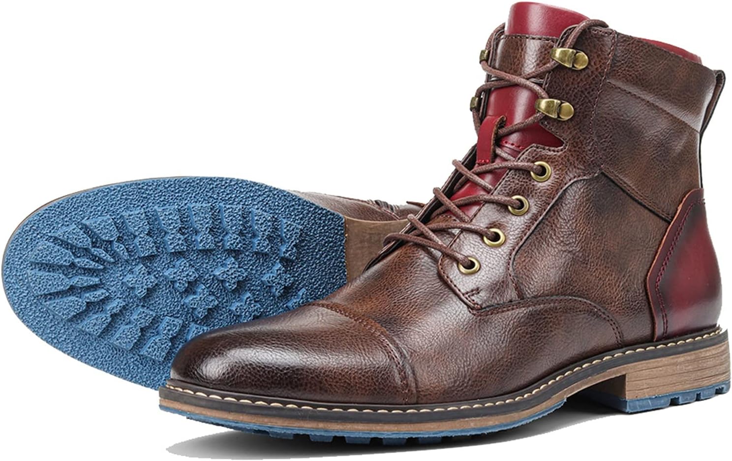 

Высокие походные ботинки, мужские ботинки на щиколотку, высокие популярные кожаные ботинки President с шнуровкой, коричневый Rishengchang