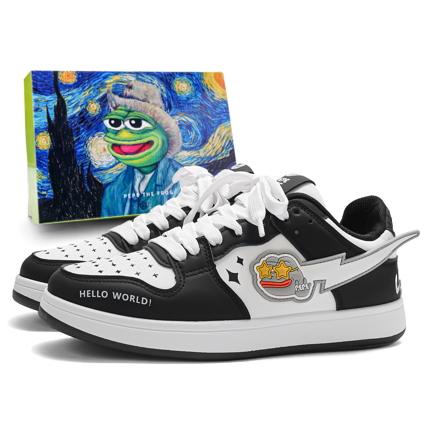 

Pepe The Frog Низкие скейтерские кроссовки унисекс черные, цвет Black