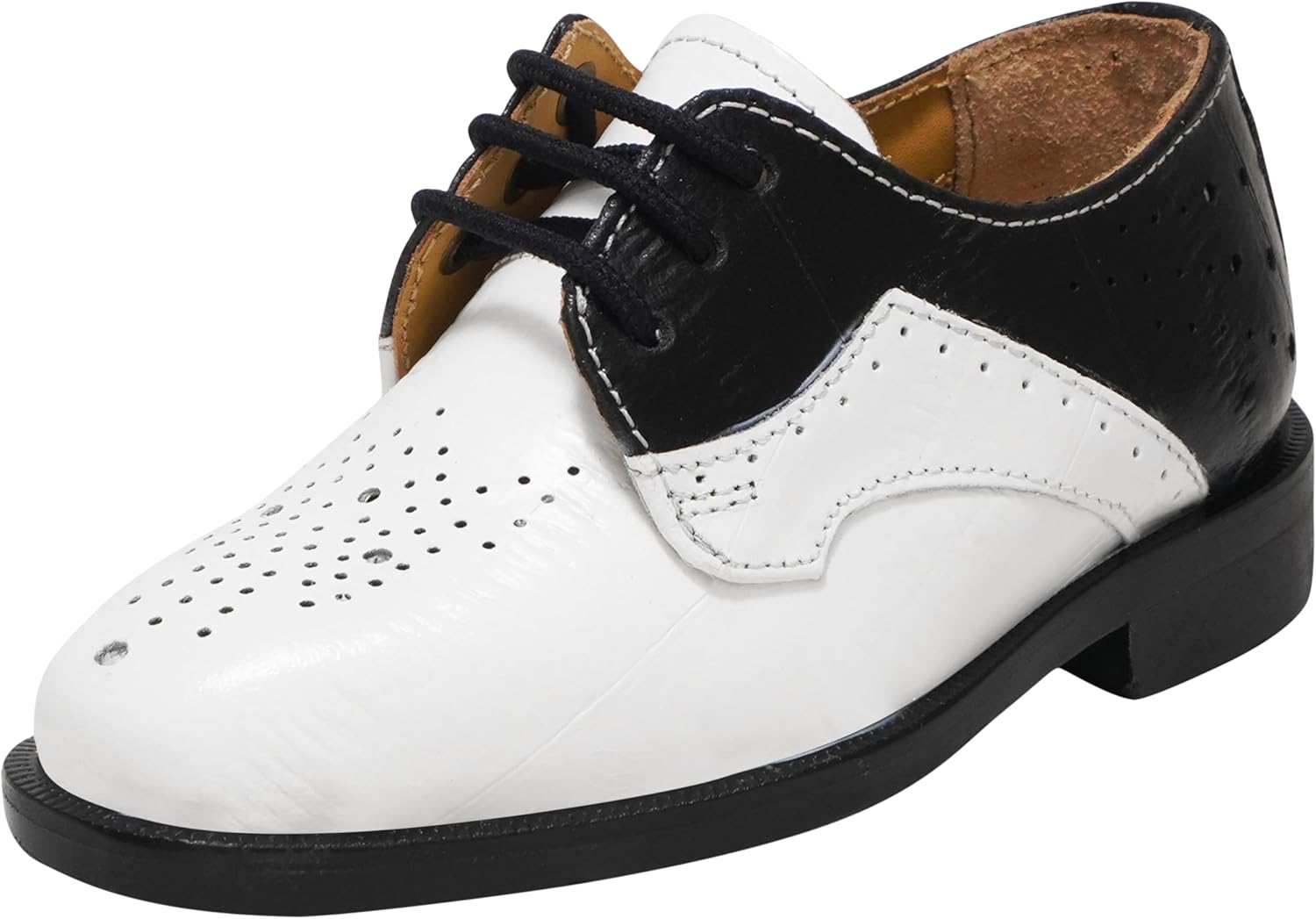 

Детские туфли LIBERTYZENO с животным принтом из натуральной кожи для детей и малышей, оксфорды на шнуровке, для Рождества, белый/черный