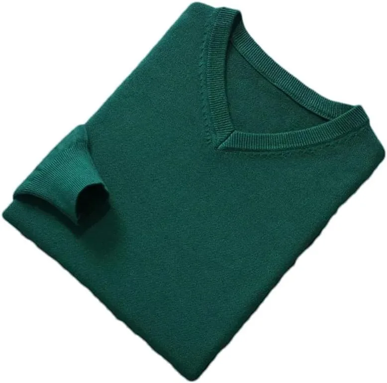 

Мужской свитер мягкий однотонный V-образный вырез