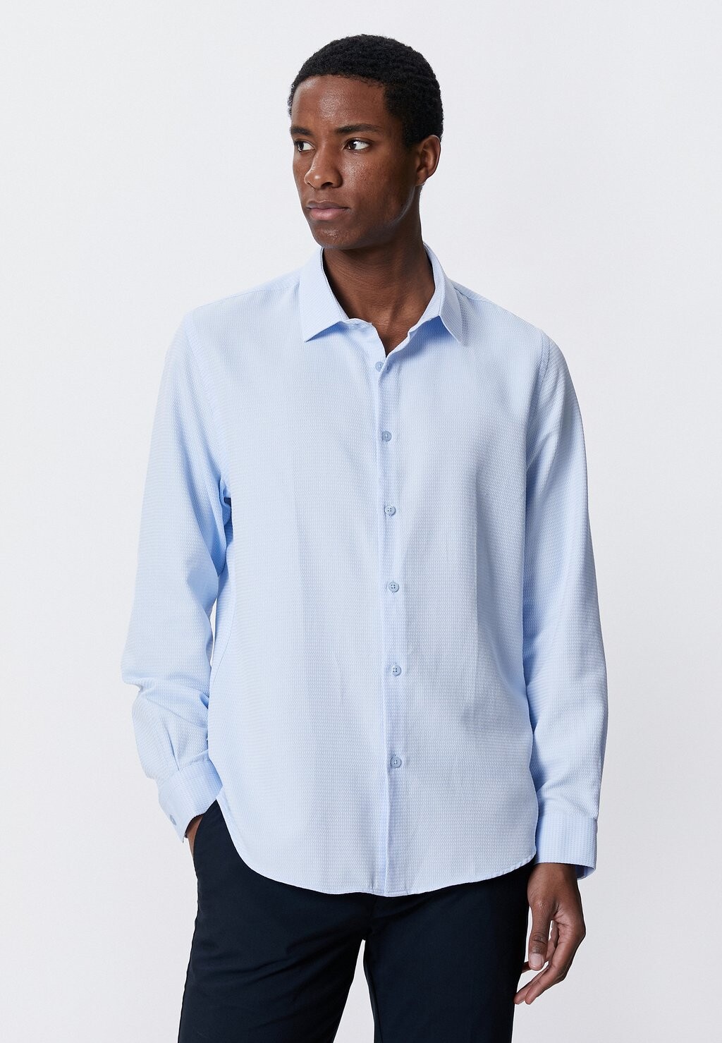 

Рубашка BASIC CLASSIC NECK TISSUED BUTTONED Koton, цвет blue
