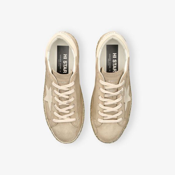 Кроссовки Golden Goose Hi star из замши с декором из блесток, бежевый — фото 2